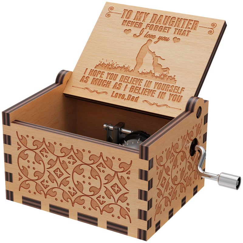 Huntmic You are My Sunshine Wood Music Boxes,Laser Engraved Vintage Wooden Sunshine Musical Box Gifts for Girlfriend,Boyfriend,Family Friends,On Birthday,Festival (Wood-You are My Sunshine) - Image 1